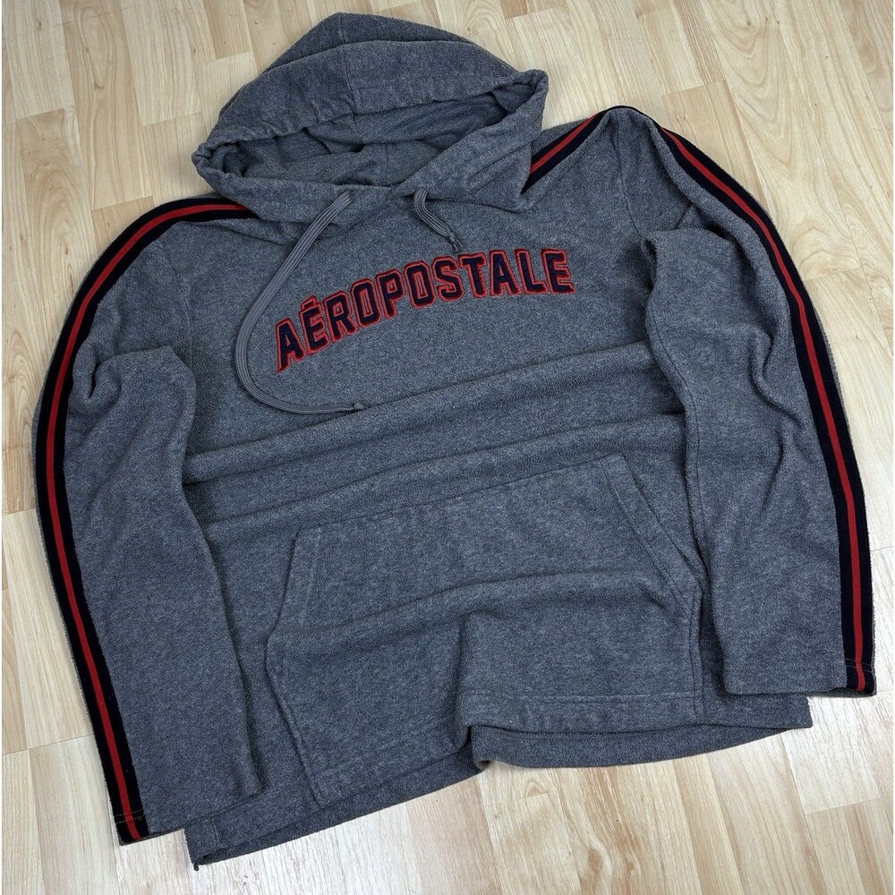 Vintage Y2K Aeropostale Graphic Embroidered Hoodie / Fleece / Size Medium /Grey